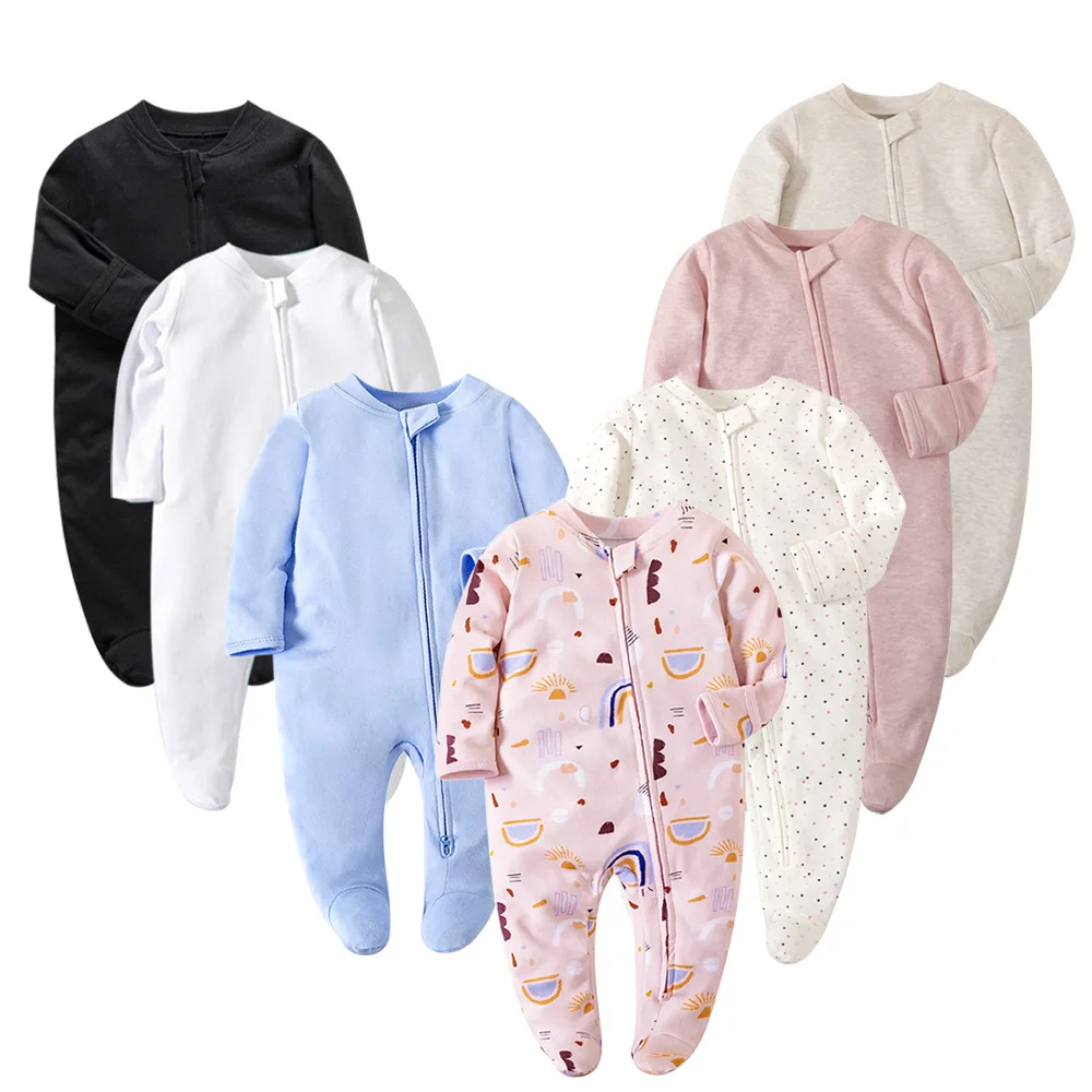 Pyjama barboteuse pour nouveau-né, fermeture éclair, pour fille et garçon – Image 2