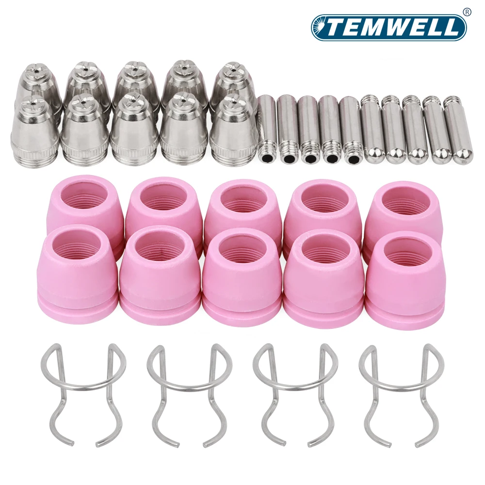 SG55 AG60 WSD60 Consumables Electrodes Nozzle Sheild Cup TIPS Spacer Guide Plasma Cutter Welder Torch 34pcs Multiple Combination