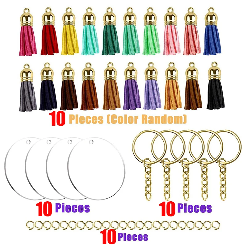 150pcs Clear Blank Keychains Kit Acrylic Keychain Blanks Key Chain Rings  and Jump Rings for Crafting Vinyl Projects DIY Supplies