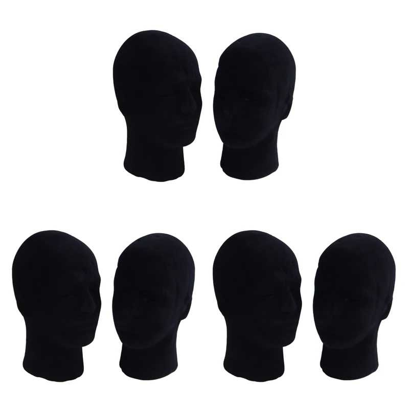 

Polystyrene Black Foam Men Model Mannequin Head Dummy Stand Shop Display Hat, 6 X BLACK