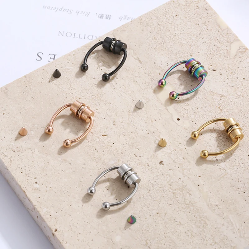 Fake Nose Ring Hoop Septum Non Piercing Nose Clip Stainless Steel Magnet Fashion Punk Women Jewelry