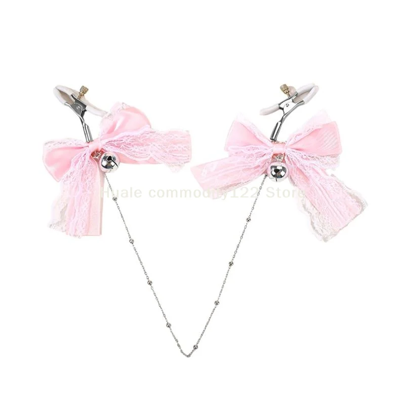 Lace Butterfly Bell Nipple Clamps With Chain For Adults_voghion.com