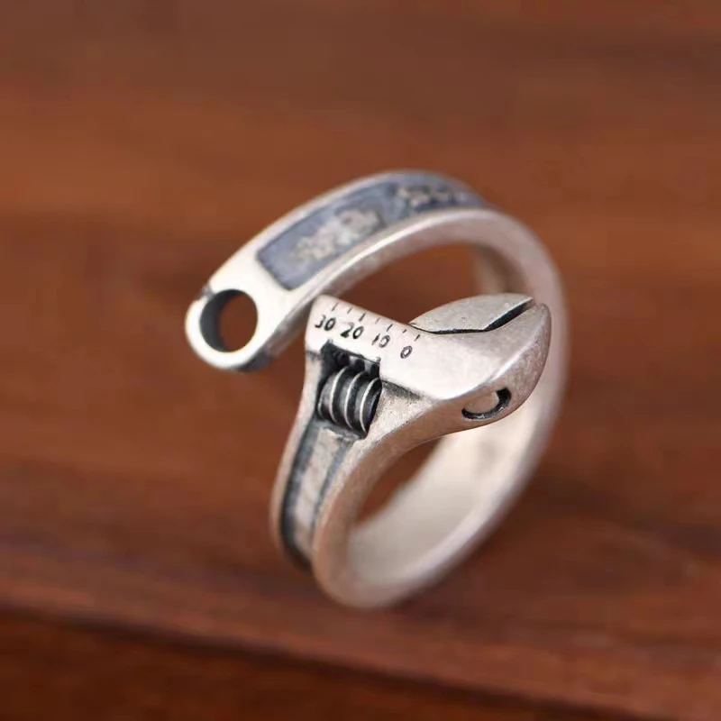 Bague ouverte plaquée argent pour homme, bijoux réglables, moto, vélo, équitation, hip hop, rock, tendance