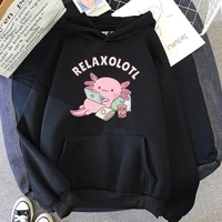 Axolotl Boba Milk Tea Hoodies Korean Style Women Clothes Kawaii Sweatshirt Vintage Cartoon Graphic Hoodie Harajuku Sudaderas - Image 5