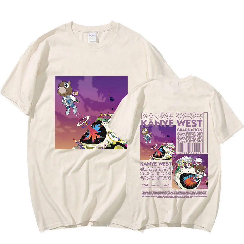 Rapper Kanye West Graduation T Shirt Men Hip Hop Vintage Short