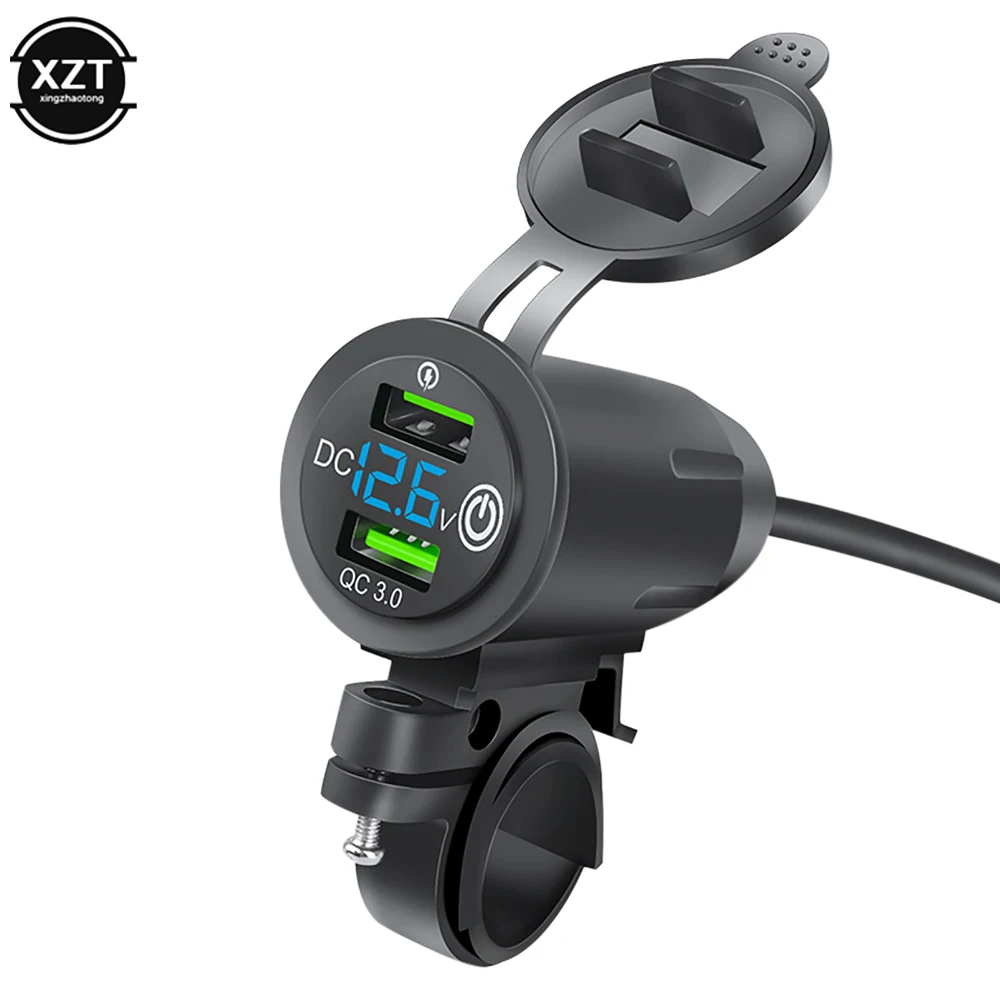 NEUE Motorrad Geändert Ladegerät Dual USB QC 3,0 LED Voltmeter Display Dual USB Ladegerät Buchse Motorc Teile Änderung Zubehör – Detail 4