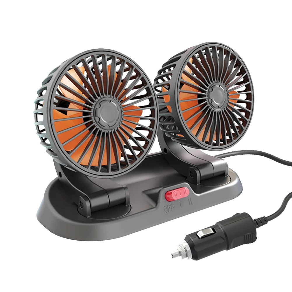 자동차 선풍기 듀얼 헤드 공기 순환기 선풍기 360, 자동차 트럭 SUV RV 크레인용, 2 단 회전 USB, 5 V, 12 V, 24V