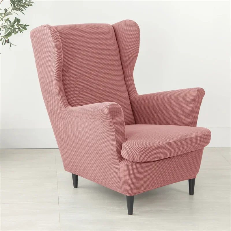 Chair Cover Polar Fleece Wing Chair Cover Stretch Wingback Sofa Covers Elastic Spandex Armchair Cover with Cushion Furniture Protector