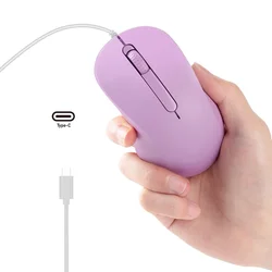 Ergonomic Portable Wired Mouse with Type - C Plug and Silent Optical Design (Purple)