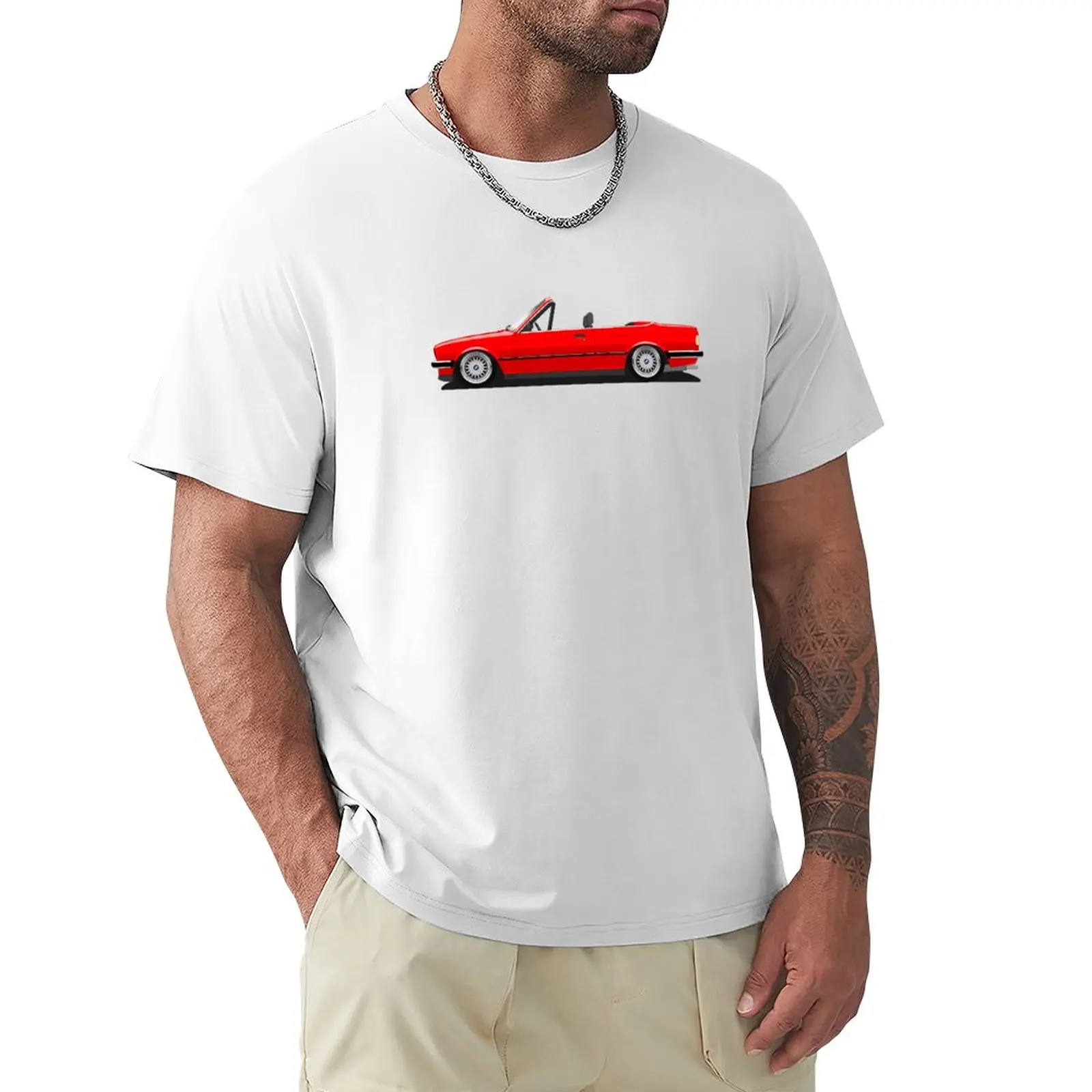 

E30 Car Sticker The Three in Red Cabriolet Lowered Car Cool Classic T-Shirt cute tops oversized Blouse t shirts men