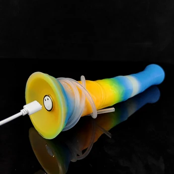 FAAK Remote Control Vibrator Squirting Horse Dildo With Sucker Luminous Ejaculation  Penis Glow in Dark Sex Toys For Women 2