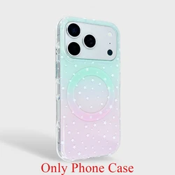 Stylish Strawberry Grip Tok Stand with Gradient Stars and Magnetic Wireless Charging Cover - iPhone 15 (01 Only Case)