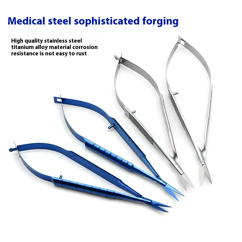Stainless Steel Scissors Curved/Straight Head Micro Castroviejo Cornea Scissors Hand Tool Stainless Steel Instrument Ophthalmic
