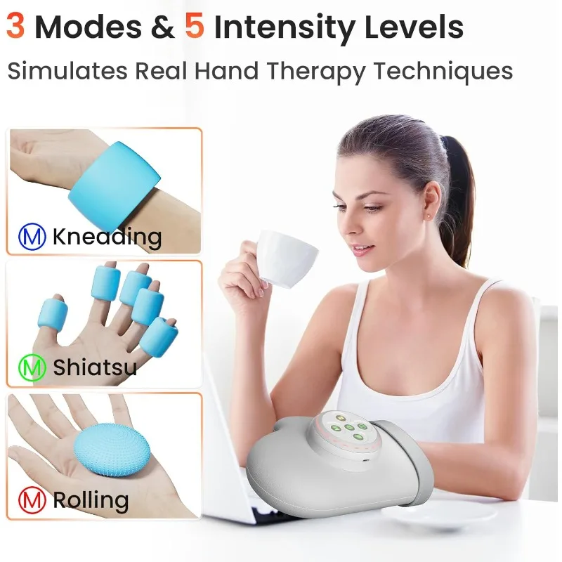 PAir Pressure Hand Massager Heating Massage Glove Automatic Kneading Finger Wrist Pain Relief Relaxation Device for Arthritis