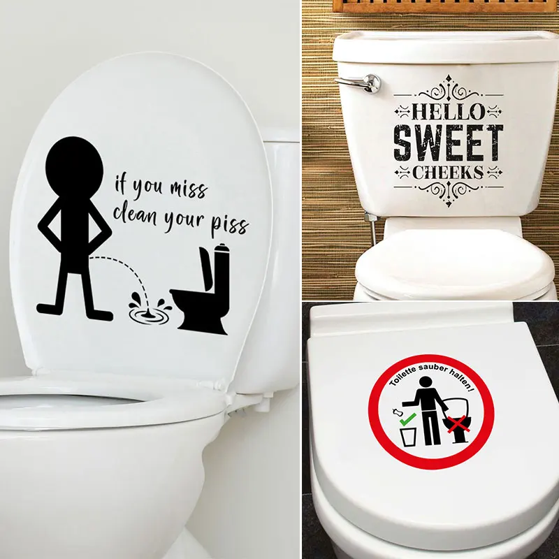 M28 Warning Slogan Toilet Stickers Cartoon Child Urination