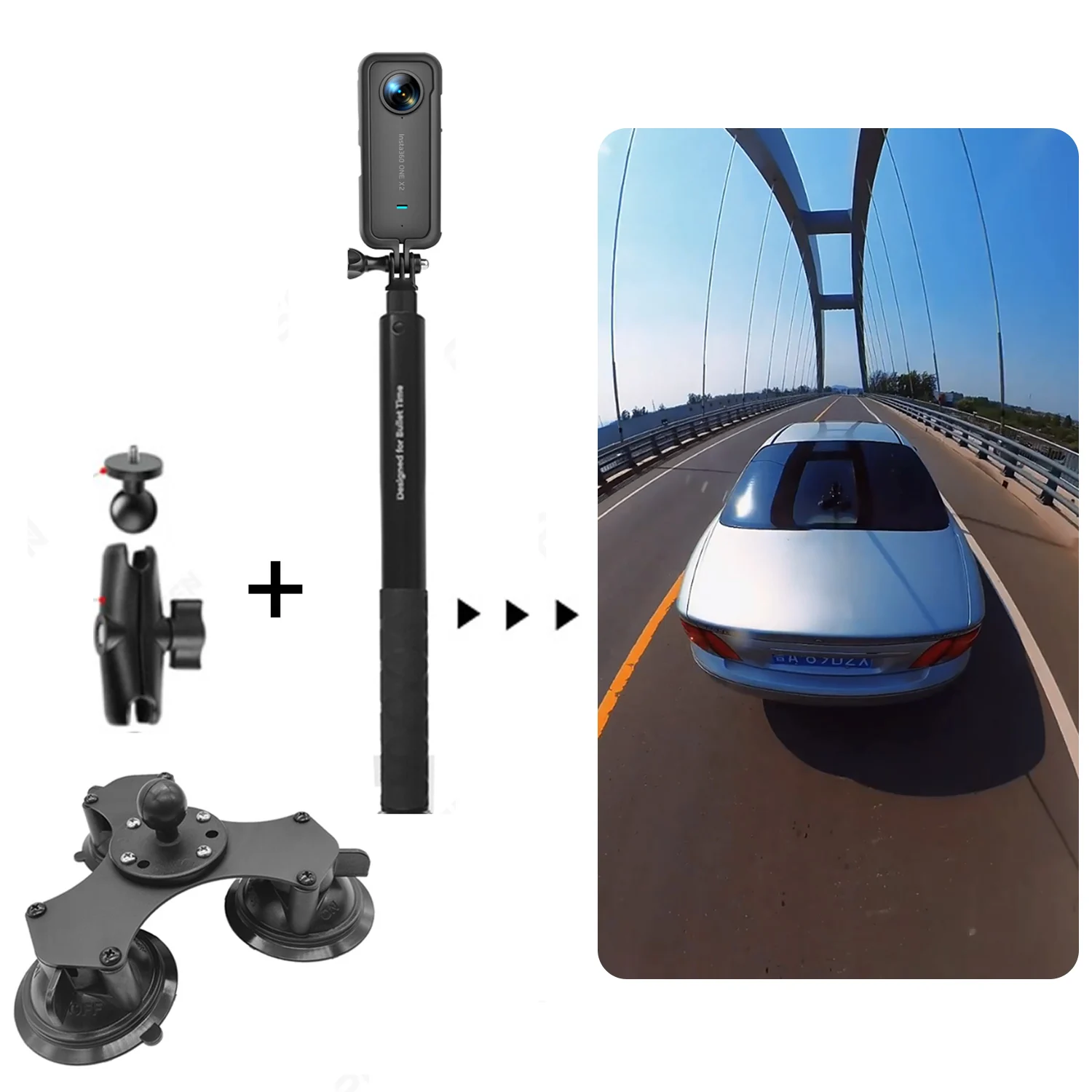 Insta360 One Rs Invisible Selfie Stick Inch Ball Head Cup