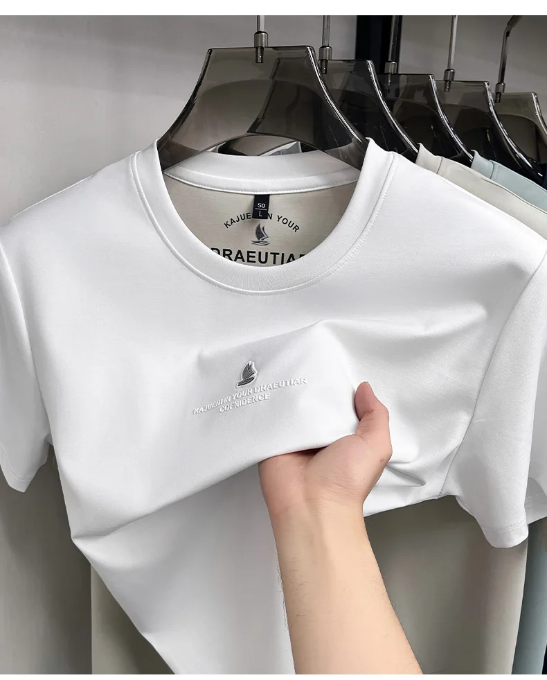 Modisches, mit Buchstaben geprägtes Kurzarm-T-Shirt hochwertige Markenqualität Herren-Sommer-Rundhals-Shirt lässig neu leicht atmungsaktiv luxuriöses Oberteil – Detail 5