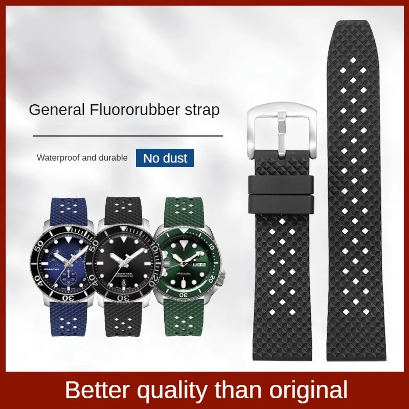 

General Brand Fluororubber Watch Strap With 18/19/20/21/22/23/24mm Flat Interface Rubber Watch Belt