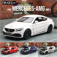 1/32 Mercedes-Benz C63 S AMG Toy Car Model RMZ CiTY Diecast Notchback Miniature Sound & Light Collection Gift For Children Boys 1