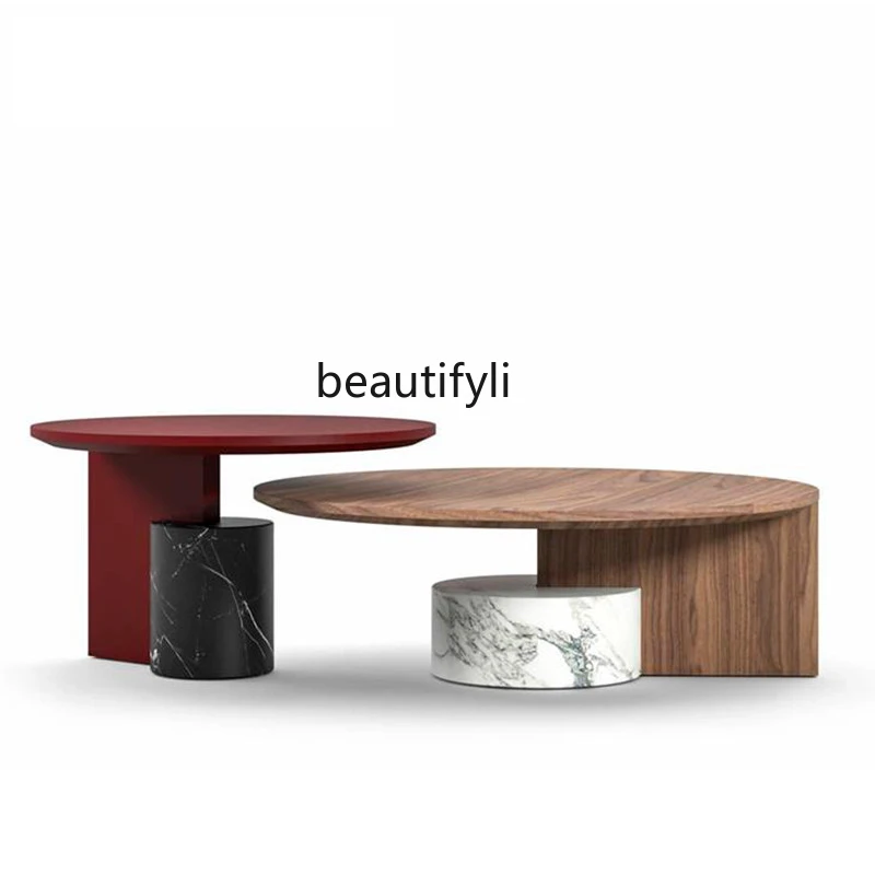 

Новый старинный чайный столик Mori, натуральный мраморный тональный камень, деревянный шпон, шкафчик для чайного столика, мебель для гостиной