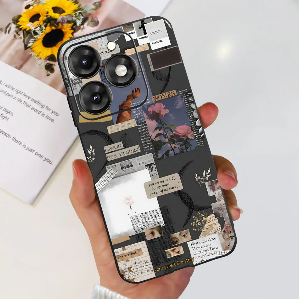 Stylish Black Silicone TPU Phone Case with Fashionable Patterns