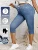 Plus Size High-Waisted Stretchy Capri Pants Non-Denim Imitation Denim Print Casual Cropped Trousers for Women