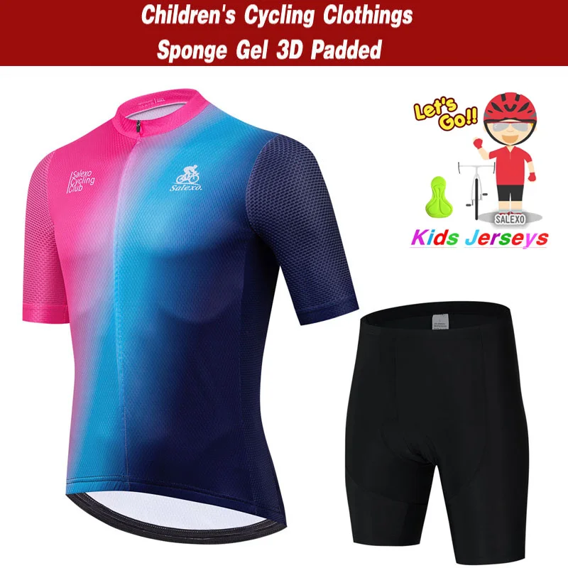 Kids Cycling Jersey Set BOY Summer Short Sleeve Breathable MTB Bike Cycling Clothing Children's Cute Cartoon Uniform Suit