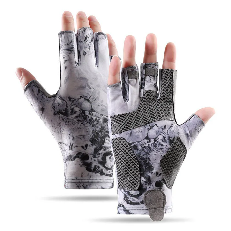 Fishing Gloves Summer Men Women Ice Silk Sun Protection Non-slip Sea Fishing Half Finger Gloves Thin Cycling Fingerless fingerless gloves fishing gloves
