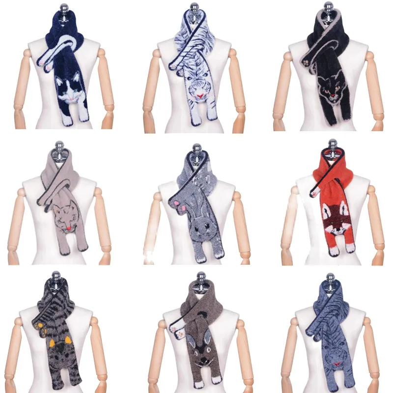 Women Imitation Mink Velvet Scarf Thick And Plush Soft Cute Children's Student Warm Faux Fur Collar Boys Girls Cross Scarf