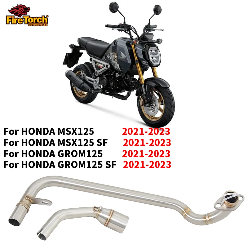 

For Honda GROM125 MSX125 SF GROM 125 2021 2022 2023 Motorcycle Exhaust Escape Modified Front Link Pipe Connect 50.8Mm Muffler