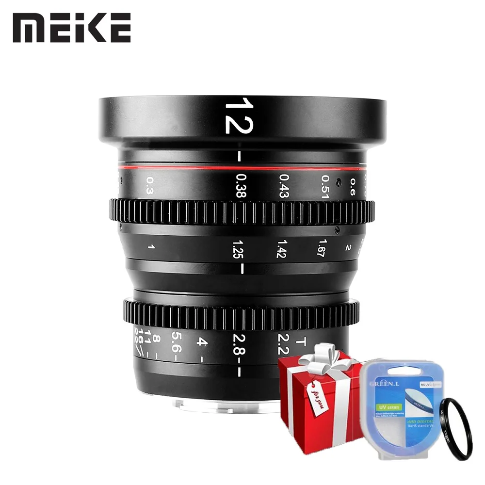 

Meike 12 мм T2.2 широкоугольный фиксированный основной кинообъектив для Micro 4/3 M4/3 Micro Four Thirds MFT Mount Cameras BMPCC 4K Zcam E2