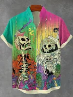 Fashion Men’s Art Graphics Shirt Short Sleeved Button Down Lapel Shirts For Summer Oversized Tops Vacation Casual Hawaiian Shirt