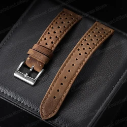 Elegant Vintage Genuine Leather Watch Strap - Universal Cowhide Wristband - 22mm (Matte - Brown)