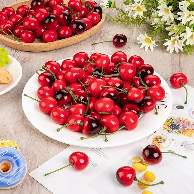 Artificial Cherry Fake Fruit Model 10/20Pcs Cake Ornament Food Photography Props Party Decor Home Table Decor Craft Decoration artificial fruits and vegetables