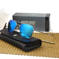 RE-Lunettes de soleil de l'armée américaine pour hommes et femmes, lunettes de soleil pilote d'aviation militaire, lentille en verre, marque de luxe, monture en métal et en titane vintage 2