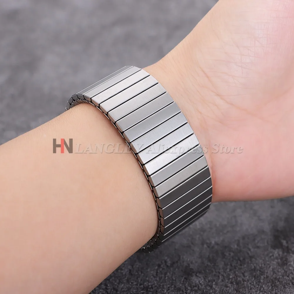 Enhanced Stainless Steel Elastic Stretch Watch Strap - Adjustable Metal Expansion Bracelet