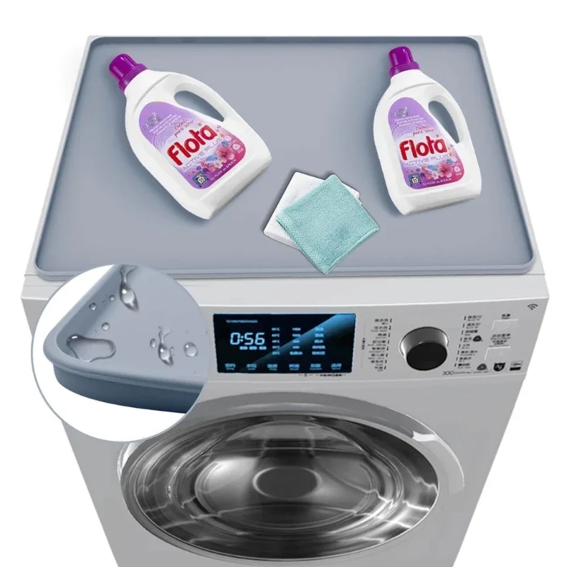 Washer and Dryer Top Cover Silicone Washer Top Protector for Washing Machine Dustproof Waterproof Foldable Anti Scratch