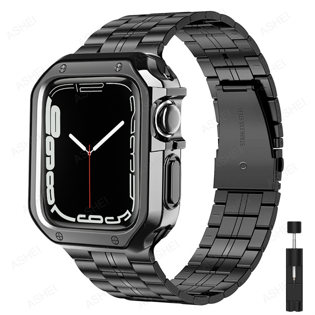 Case for Apple Watch 41mm 45mm 40mm 44mm 38mm 42mm Series 7 6 SE 5 4 3 Watch Band Ultra-thin Stainless Steel Bracelet