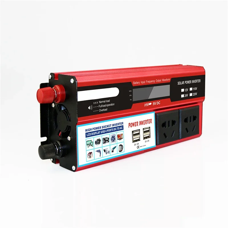2000W Inverter Schermo Lcd Multi-Presa Veicolo Inverter 4Usb Caricabatteria Da Auto Inverter Solare Dc12V/24V A Ac 110/220V