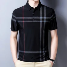 2022 Summer Men Polo Shirt Casual Business Polo T-Shirts Striped Slim Fit New Mens Polos Short Sleeve Breathable Tops Clothing