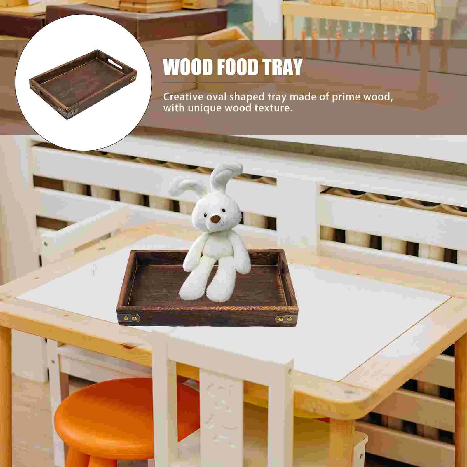Fruit Tray with Lid Distressed Solid Wood Pallet Bread Pan Refreshment Container