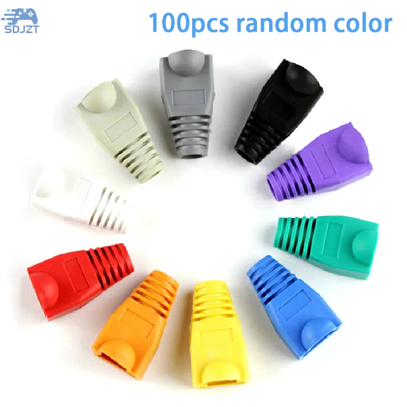 혼합 색상 RJ45 이더넷 네트워크 케이블, 스트레인 릴리프 부츠 케이블 커넥터 플러그 커버, 보호 슬리브, 100 개