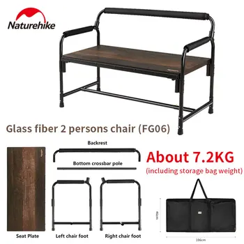 Naturehike 야외 글램핑 2 인용 의자, 이동식 피크닉, 알루미늄 합금 벤치, 캠핑 가구, 이중 안락 의자, FG06