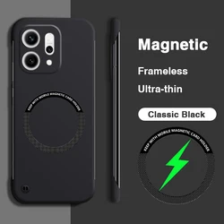 Frameless Magnetic Phone Case with Camera Protection - Ultra Thin, Skin - Friendly Hard PC Back Cover for OPPO Reno14 (Classic Black)
