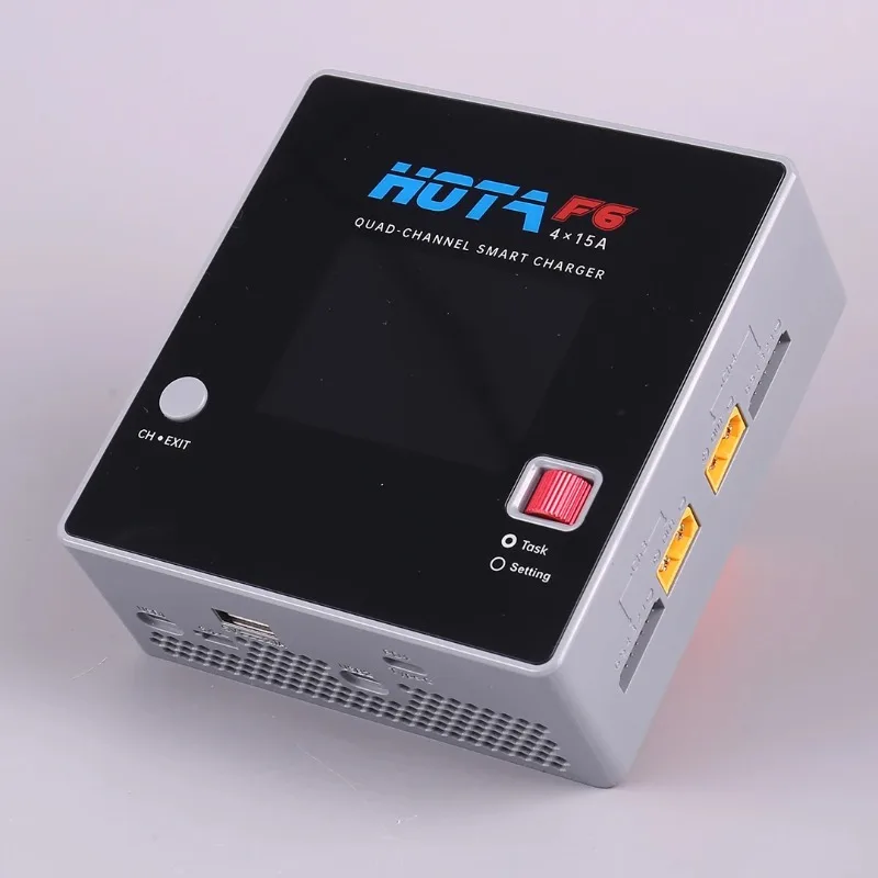 HOTA F6 ЧЕТЫРЕХКАНАЛЬНОЕ SMART зарядное устройство DC1000W 4*15A для Lipo LiIon NiMH Lipo Батарея Балансное зарядное устройство Разрядное устройство с USB 45 Вт Type-C thumbnail 3