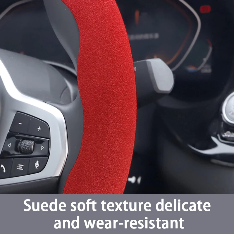 Suede Car Steering Wheel Cover 38cm Universal Anti Slip