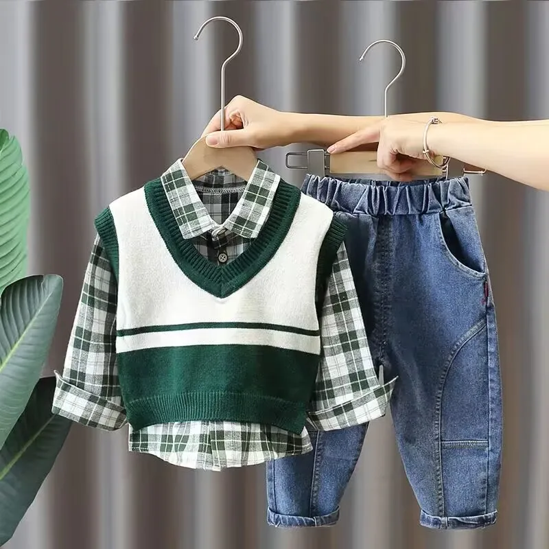 Baby 3-Piece Vest, Shirt & Jeans Set 5