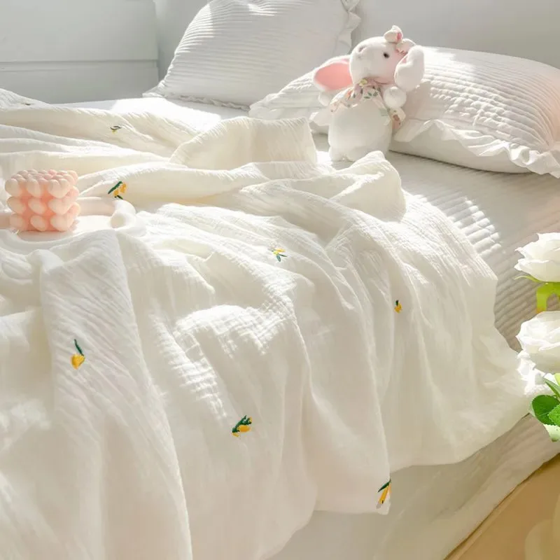 여아용 한국 인스 쿨 담요, 부드럽고 피부 친화적, 여름용 쿨 이불,  더블 에어컨 이불