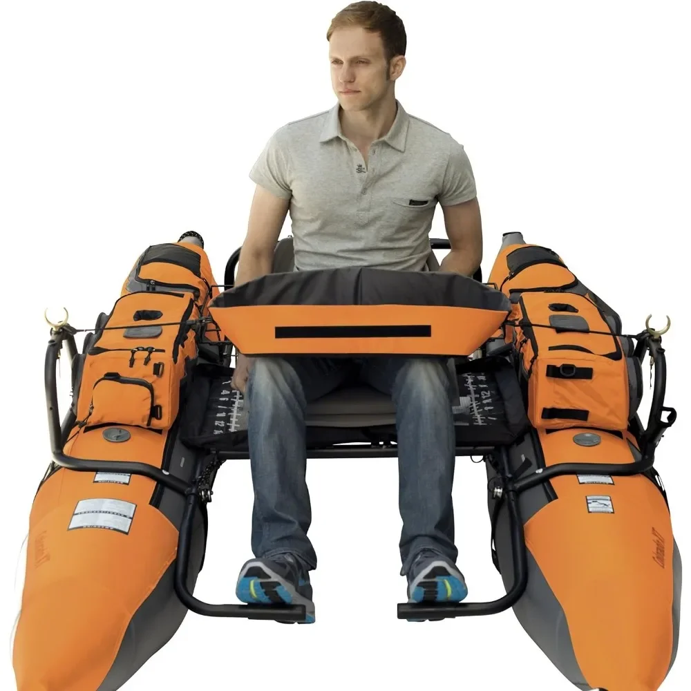 Pontoon Boat,Heavy-duty Pontoon Boat with Abrasion-resistant PVC Bottom, Fishing Boat 4