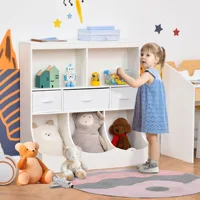 Toy Chest Kids Storage Organizer Wardrobe Display Bookcase w/ 3 Fabric Drawers 1